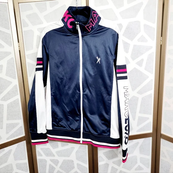 Marc Ecko Cut & Sew Track Jacket | Navy Blue, Pink, White| Size Large - Picture 3 of 6